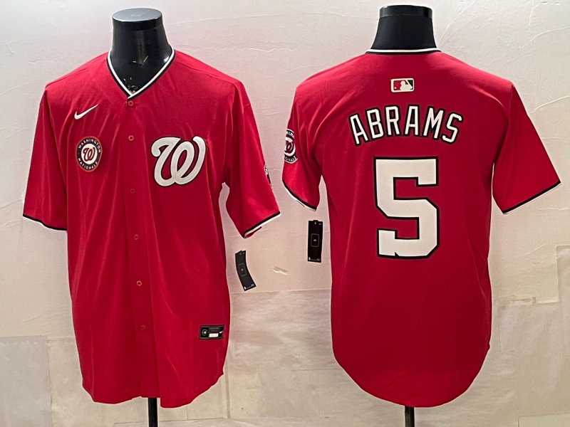 Men 2025 Washington Nationals #5 Abrams red Nike jersey2026001->washington nationals->MLB Jersey